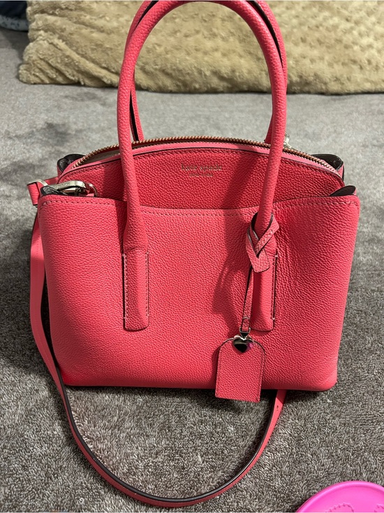 kate spade Handbags - kate spade Coral Pink Pebbled Leather Satchel with Heart Tag